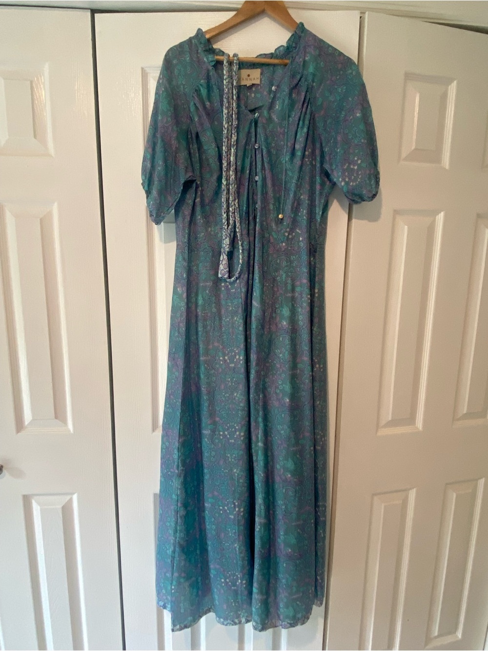 Hannah Artwear Silk Blue Maxi Dress
